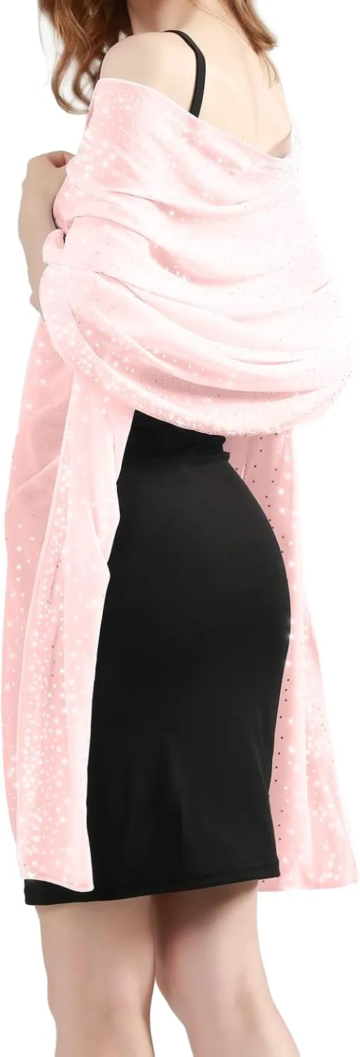 Sparkly Shawls and Wraps for Evening Dresses Chiffon Shawl Soft Silky Sparkly Party Wedding Scarf