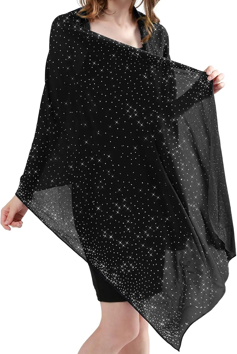 Sparkly Shawls and Wraps for Evening Dresses Chiffon Shawl Soft Silky Sparkly Party Wedding Scarf