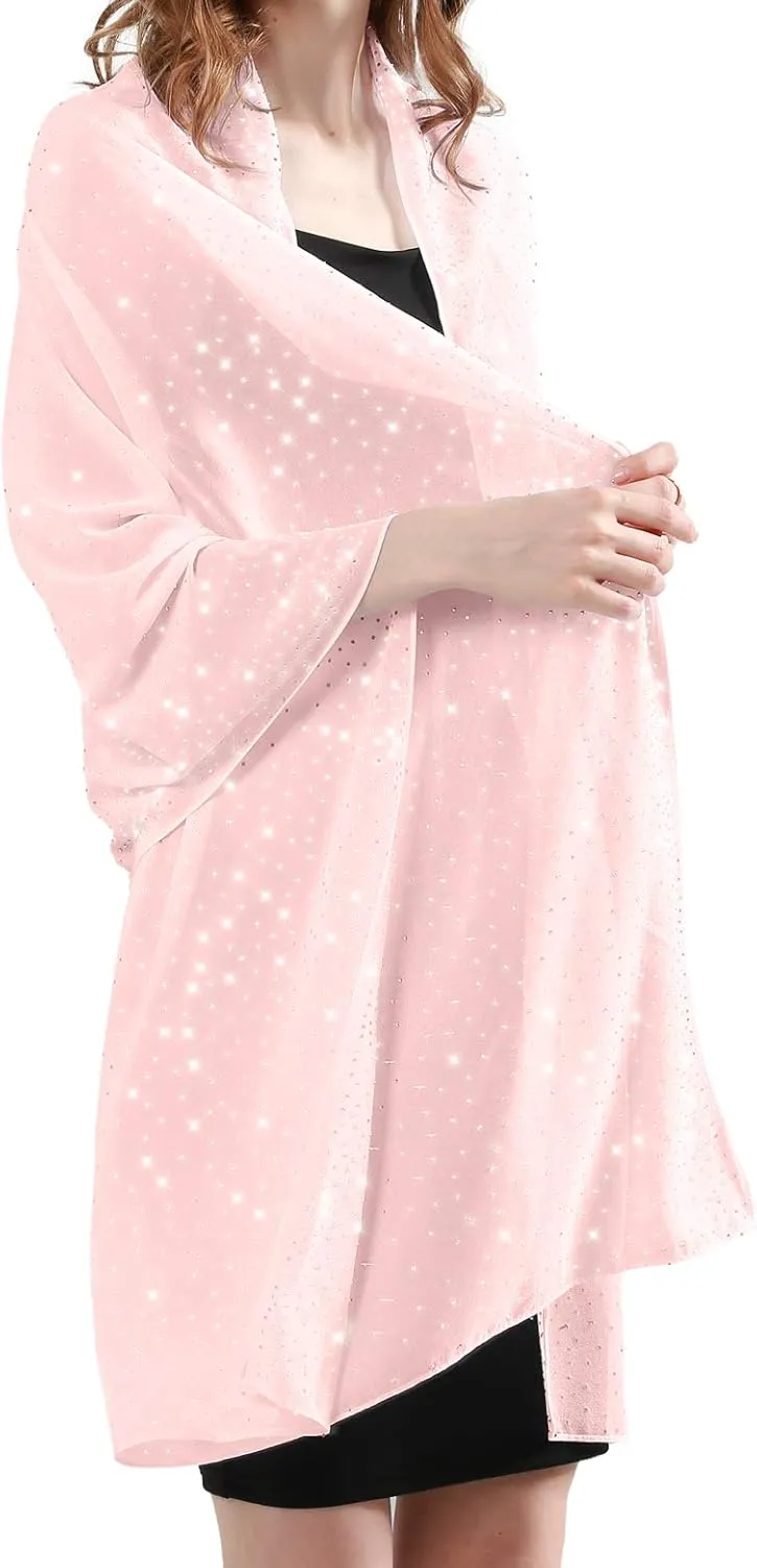 Sparkly Shawls and Wraps for Evening Dresses Chiffon Shawl Soft Silky Sparkly Party Wedding Scarf