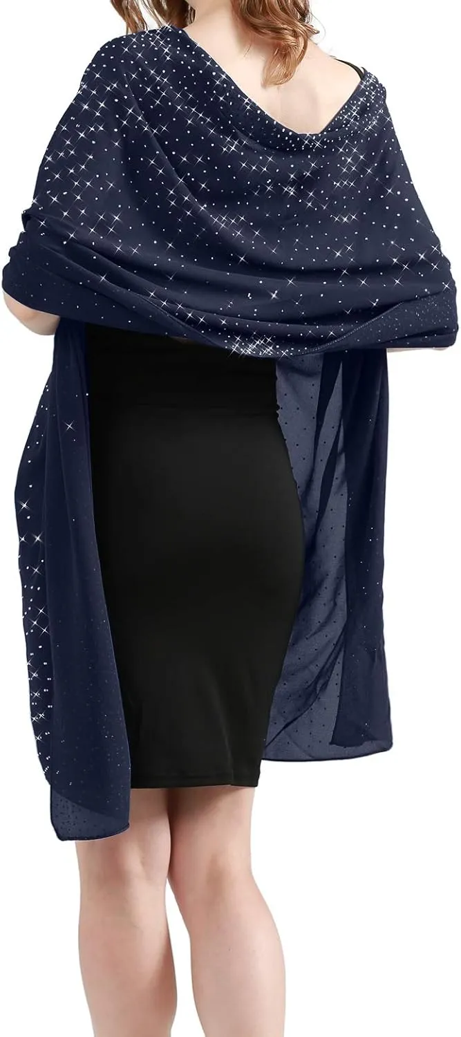 Sparkly Shawls and Wraps for Evening Dresses Chiffon Shawl Soft Silky Sparkly Party Wedding Scarf
