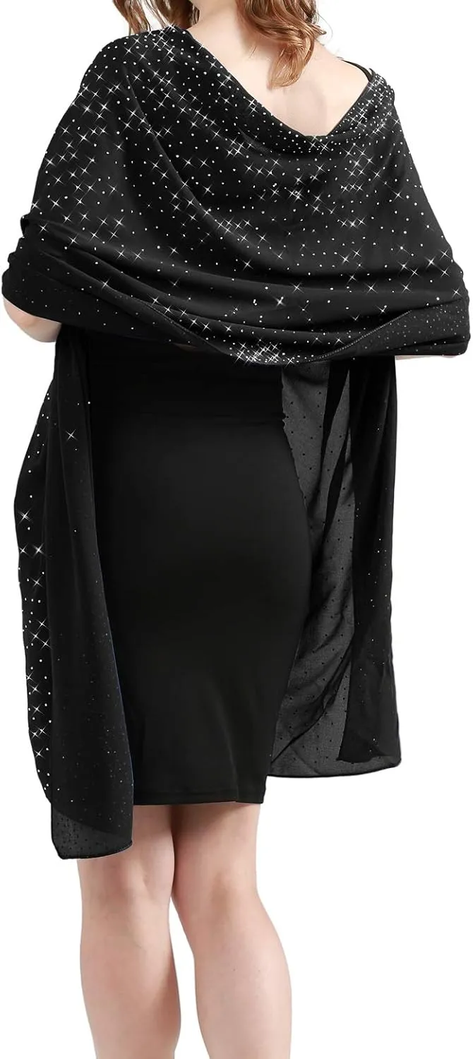 Sparkly Shawls and Wraps for Evening Dresses Chiffon Shawl Soft Silky Sparkly Party Wedding Scarf