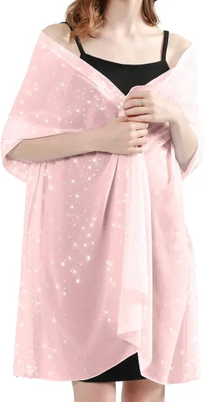 Sparkly Shawls and Wraps for Evening Dresses Chiffon Shawl Soft Silky Sparkly Party Wedding Scarf