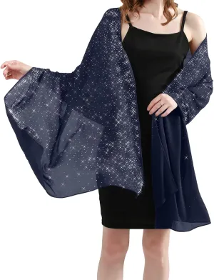 Sparkly Shawls and Wraps for Evening Dresses Chiffon Shawl Soft Silky Sparkly Party Wedding Scarf
