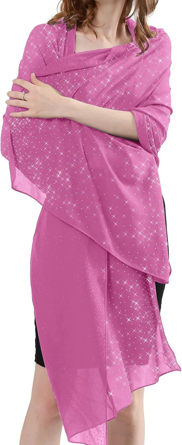 Sparkly Shawls and Wraps for Evening Dresses Chiffon Shawl Soft Silky Sparkly Party Wedding Scarf