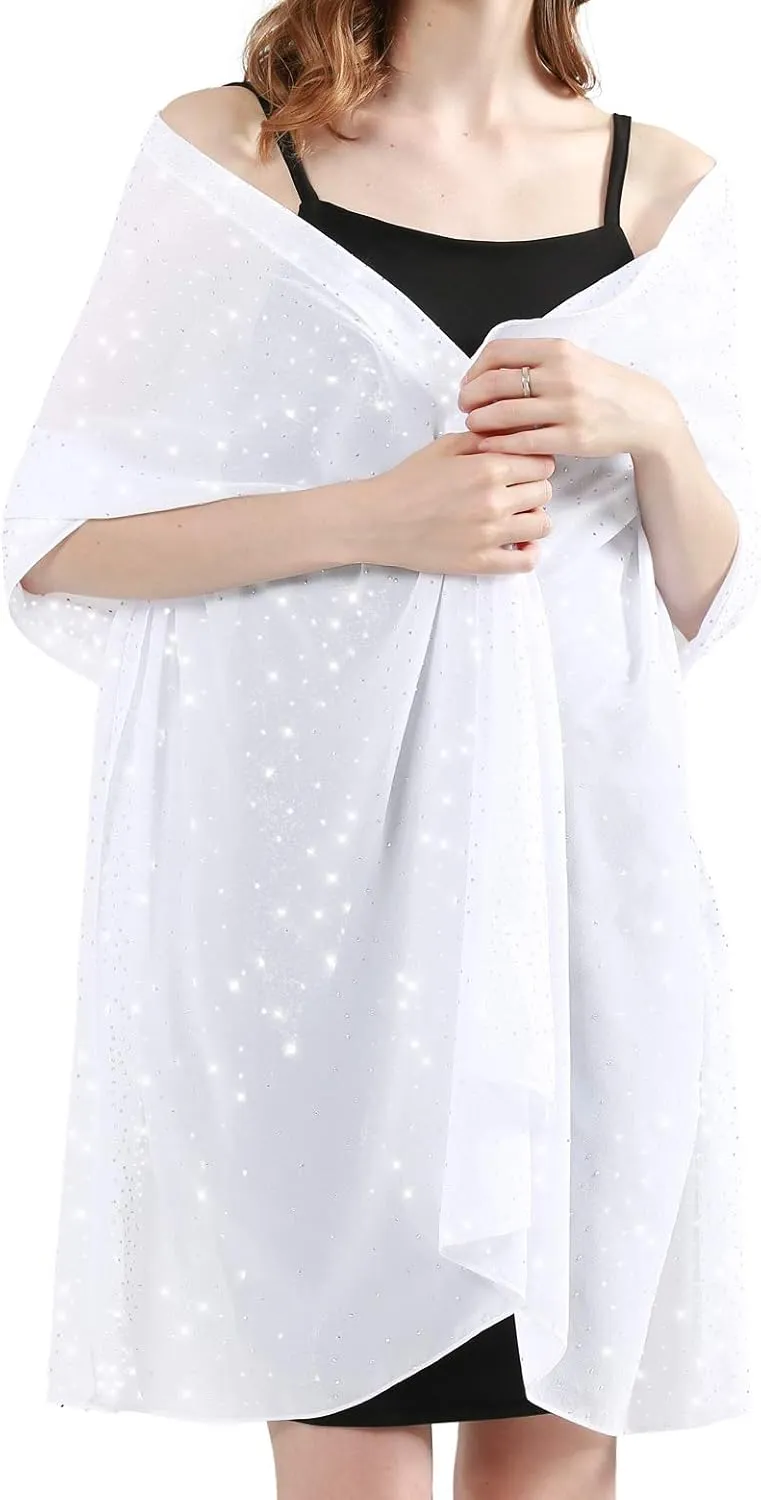 Sparkly Shawls and Wraps for Evening Dresses Chiffon Shawl Soft Silky Sparkly Party Wedding Scarf