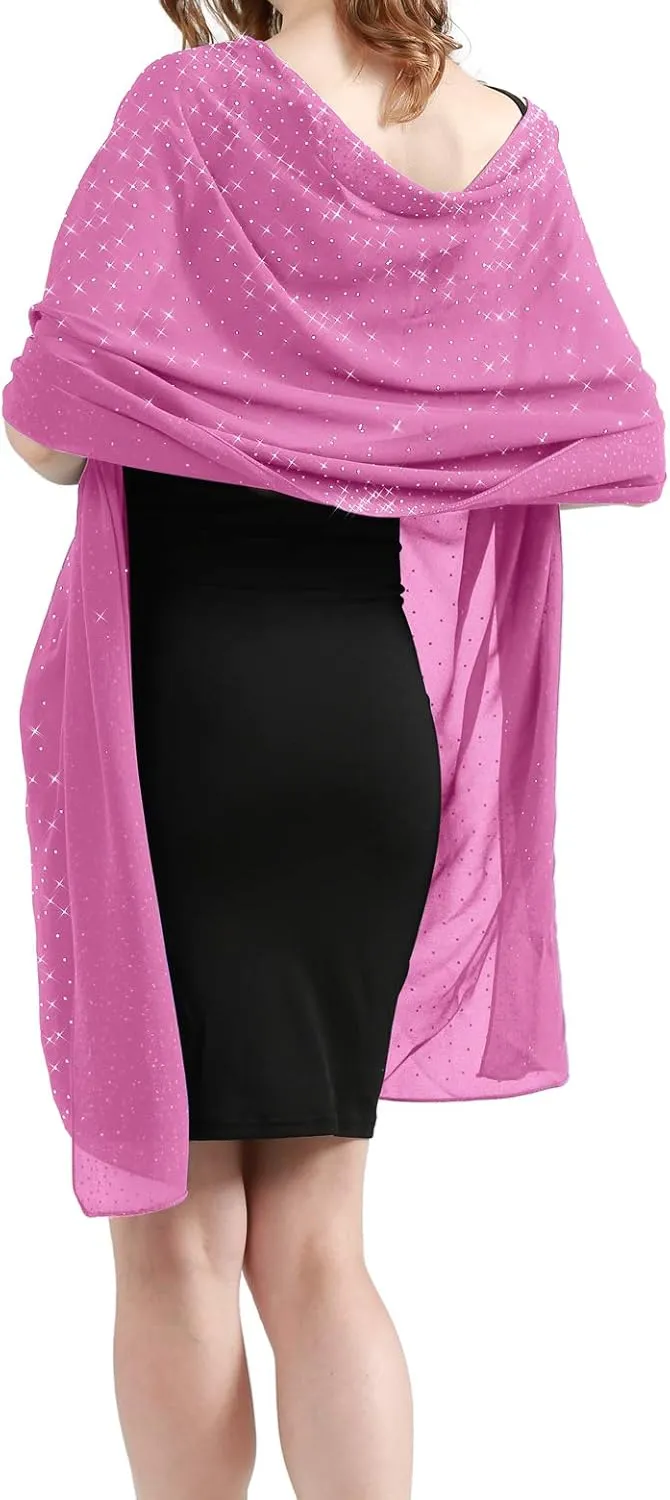 Sparkly Shawls and Wraps for Evening Dresses Chiffon Shawl Soft Silky Sparkly Party Wedding Scarf