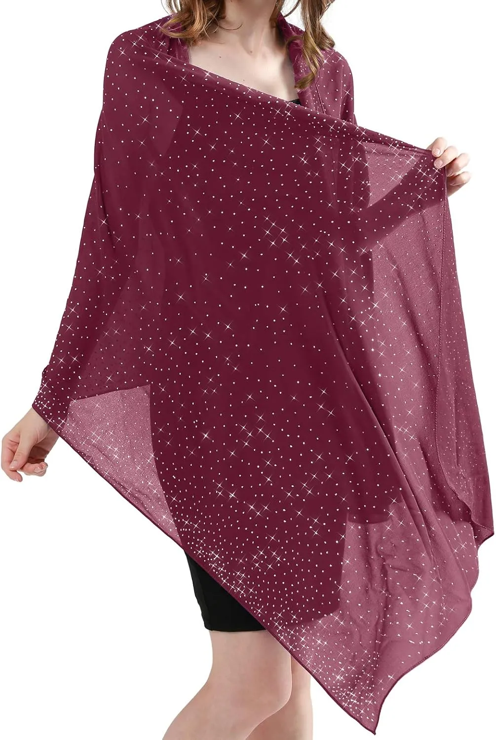 Sparkly Shawls and Wraps for Evening Dresses Chiffon Shawl Soft Silky Sparkly Party Wedding Scarf