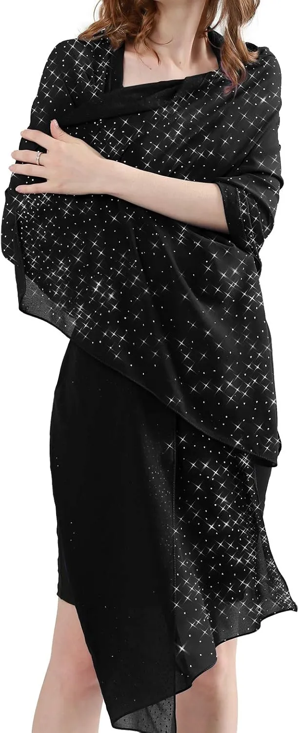 Sparkly Shawls and Wraps for Evening Dresses Chiffon Shawl Soft Silky Sparkly Party Wedding Scarf