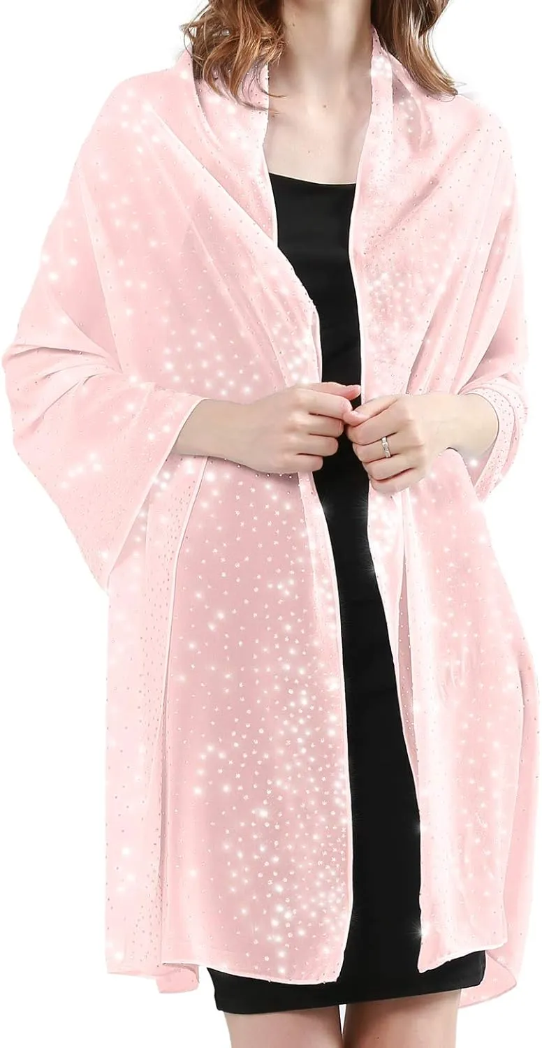 Sparkly Shawls and Wraps for Evening Dresses Chiffon Shawl Soft Silky Sparkly Party Wedding Scarf