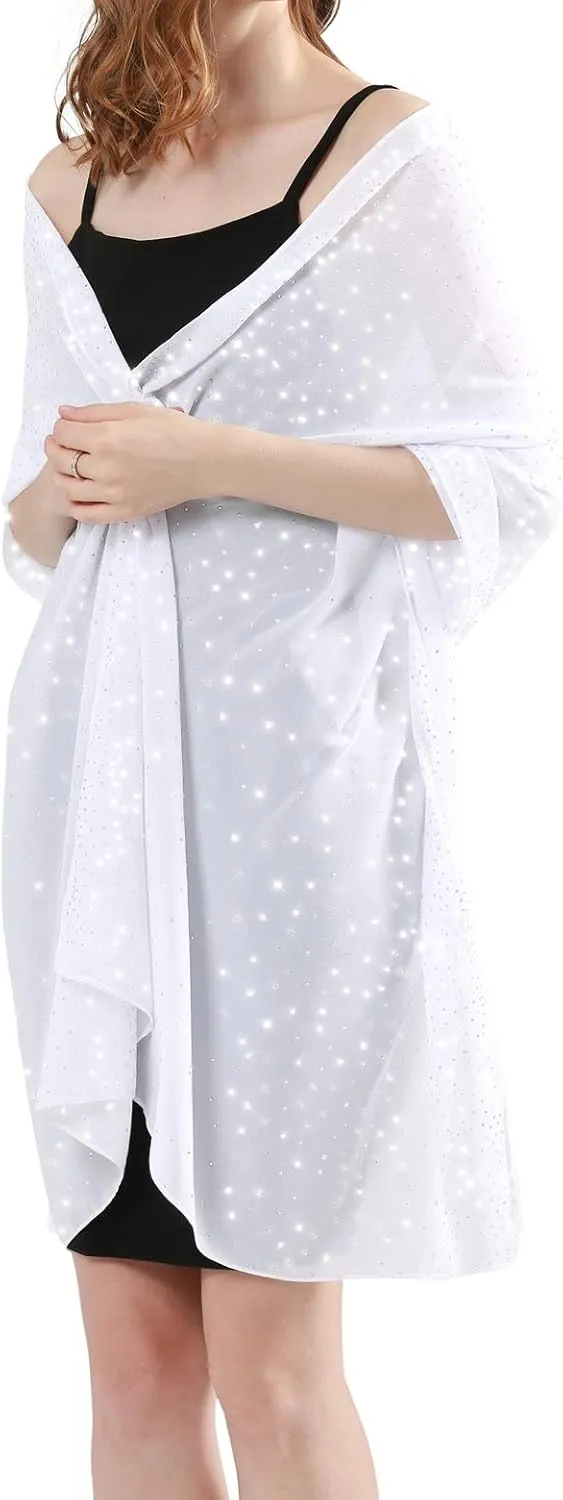 Sparkly Shawls and Wraps for Evening Dresses Chiffon Shawl Soft Silky Sparkly Party Wedding Scarf