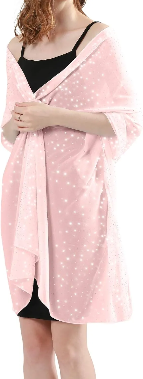 Sparkly Shawls and Wraps for Evening Dresses Chiffon Shawl Soft Silky Sparkly Party Wedding Scarf