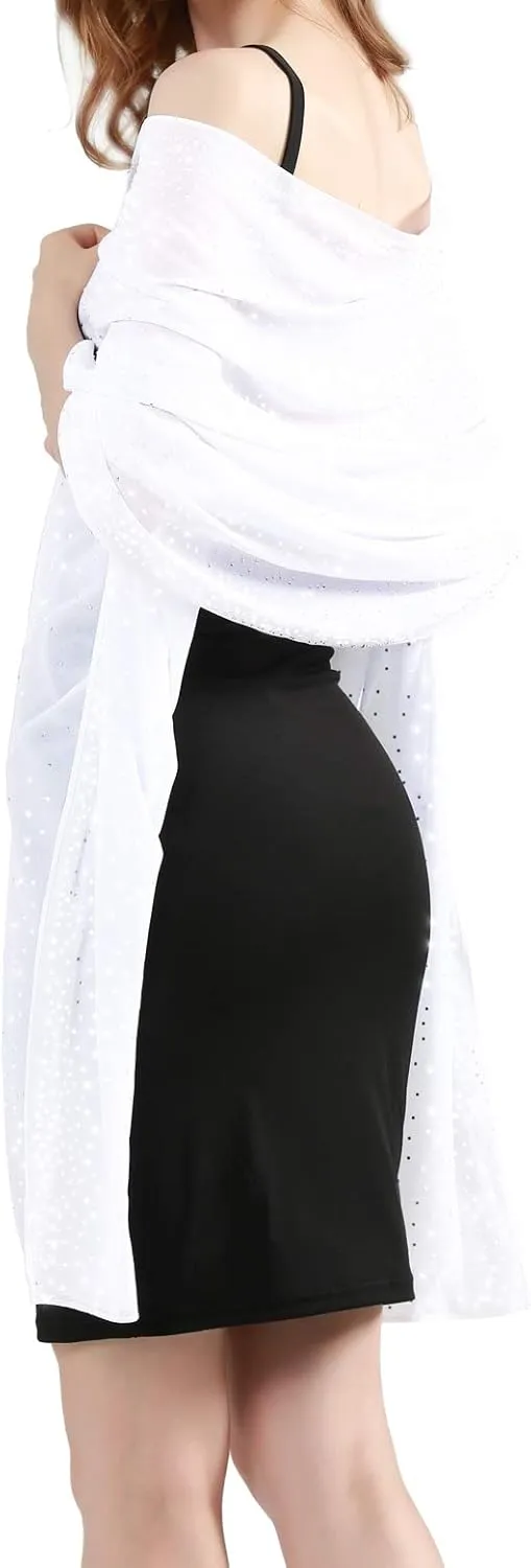 Sparkly Shawls and Wraps for Evening Dresses Chiffon Shawl Soft Silky Sparkly Party Wedding Scarf
