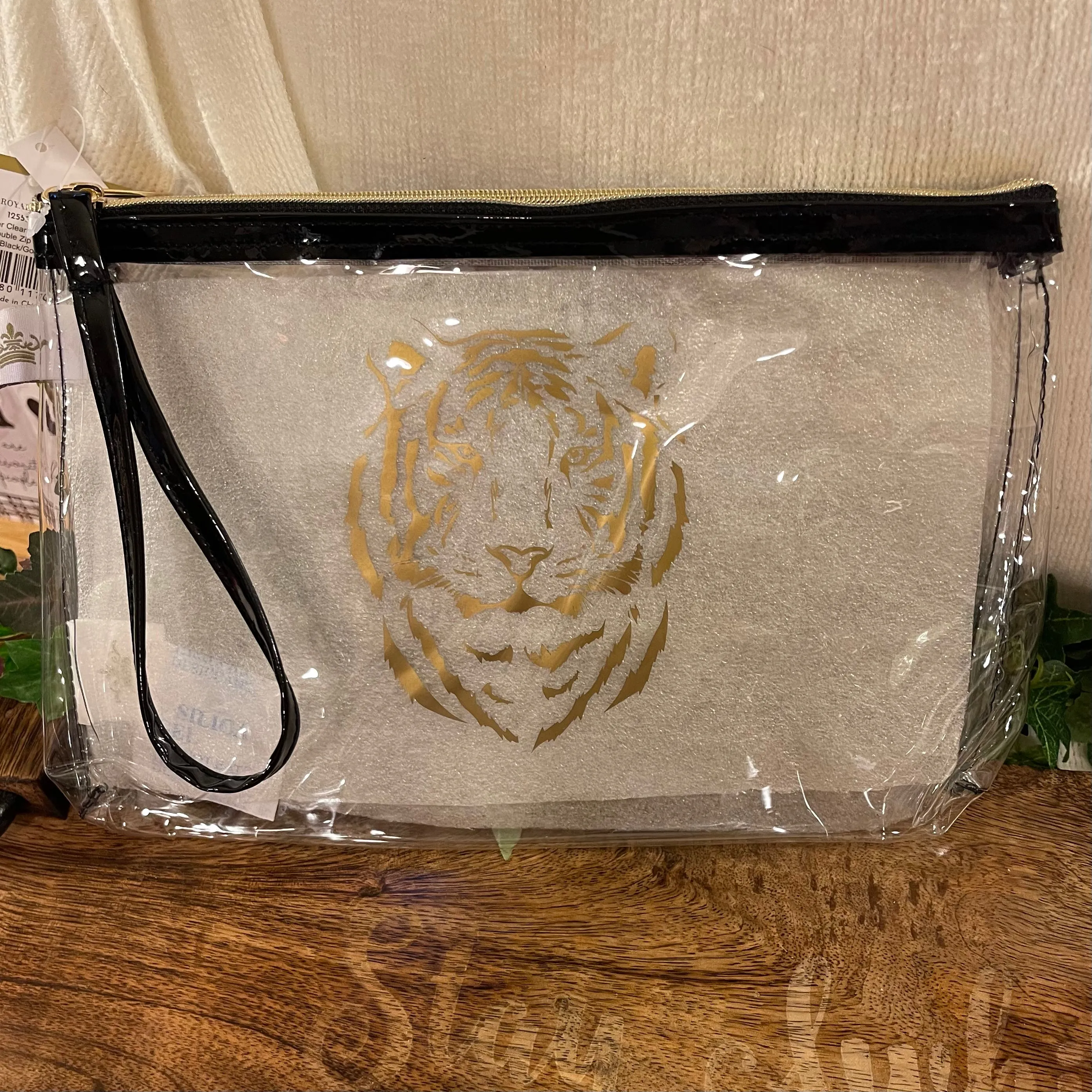 Stadium Bags: Clear Clutch Wristlet Bag Tiger