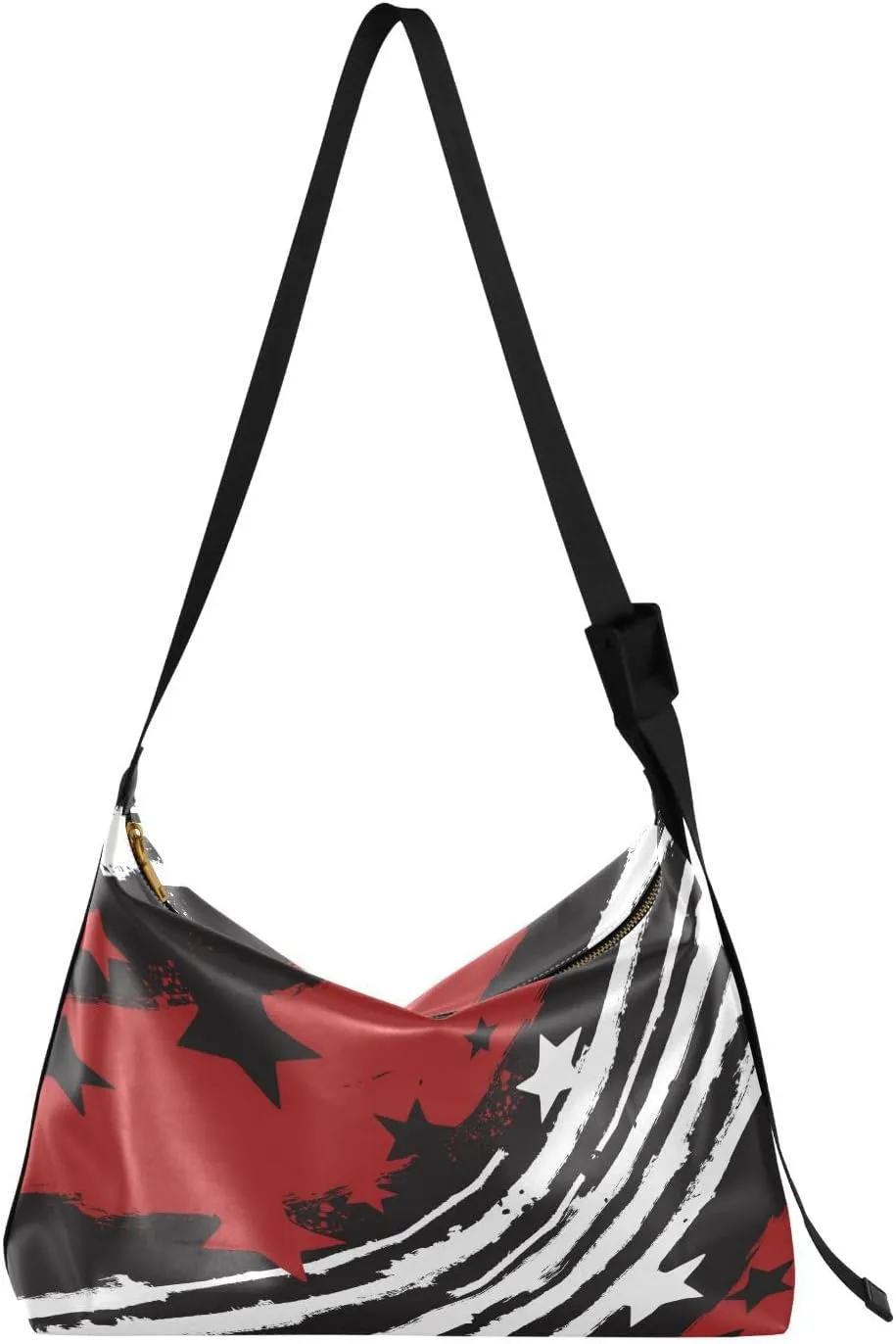 Stars and Stripes Hobo Crossbody Bags for Women Leather Large Shoulder Bag Cross Body Trendy Womens Tote Bags Handbag for Travel Shopping