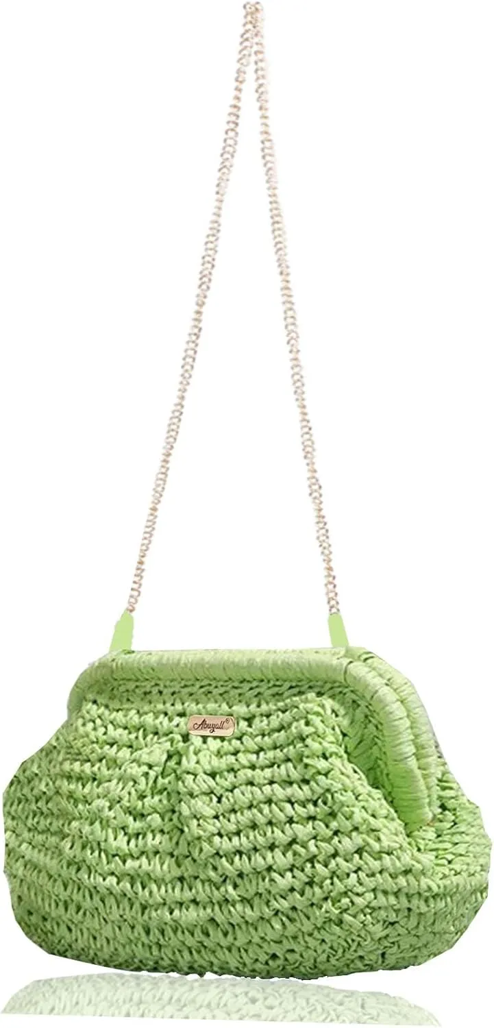 Straw Purse Crossbody Small Beach Bag for Women Vacation Summer Vintage Clutch