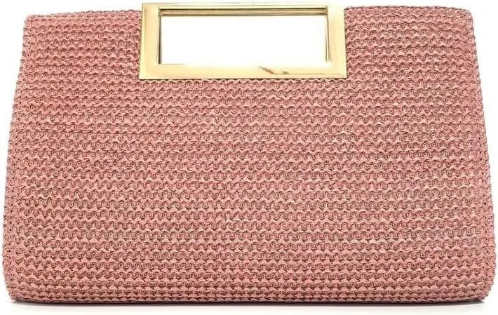 Straw Woven Clutch Purses for Women Boho Rattan Shoulder Handbag Ladies Beach Envelope Evening Bag for Summer Travel