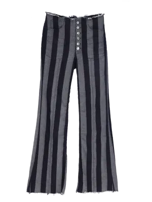 striped flared jeans
