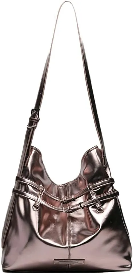 Stylish Pleated Crossbody Shoulder Bags Soft PU Leather Handbags Satchel Waterproof Purse for Ladies
