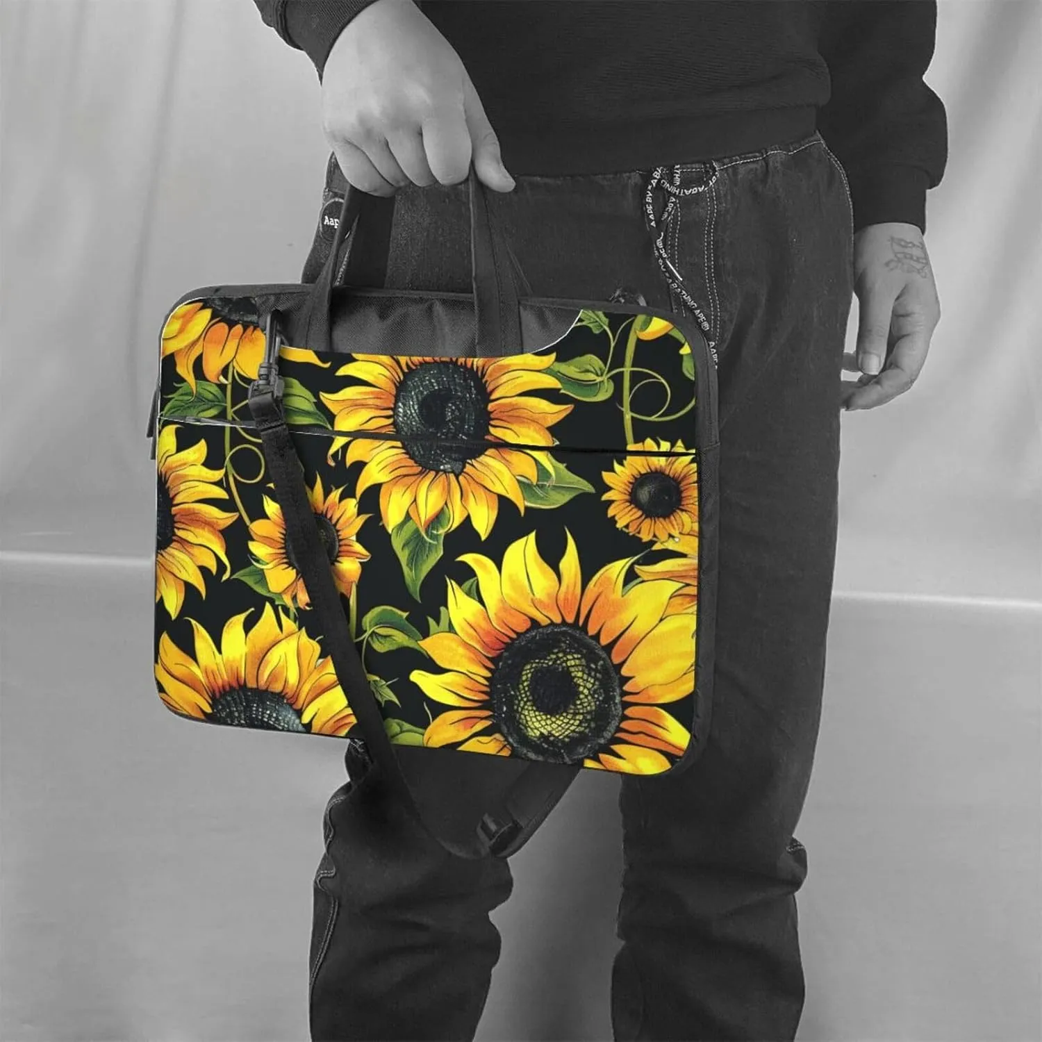 Stylish Sunflower Laptop Tote Bag Travel Business Computer Bag Work Bag for Men Women