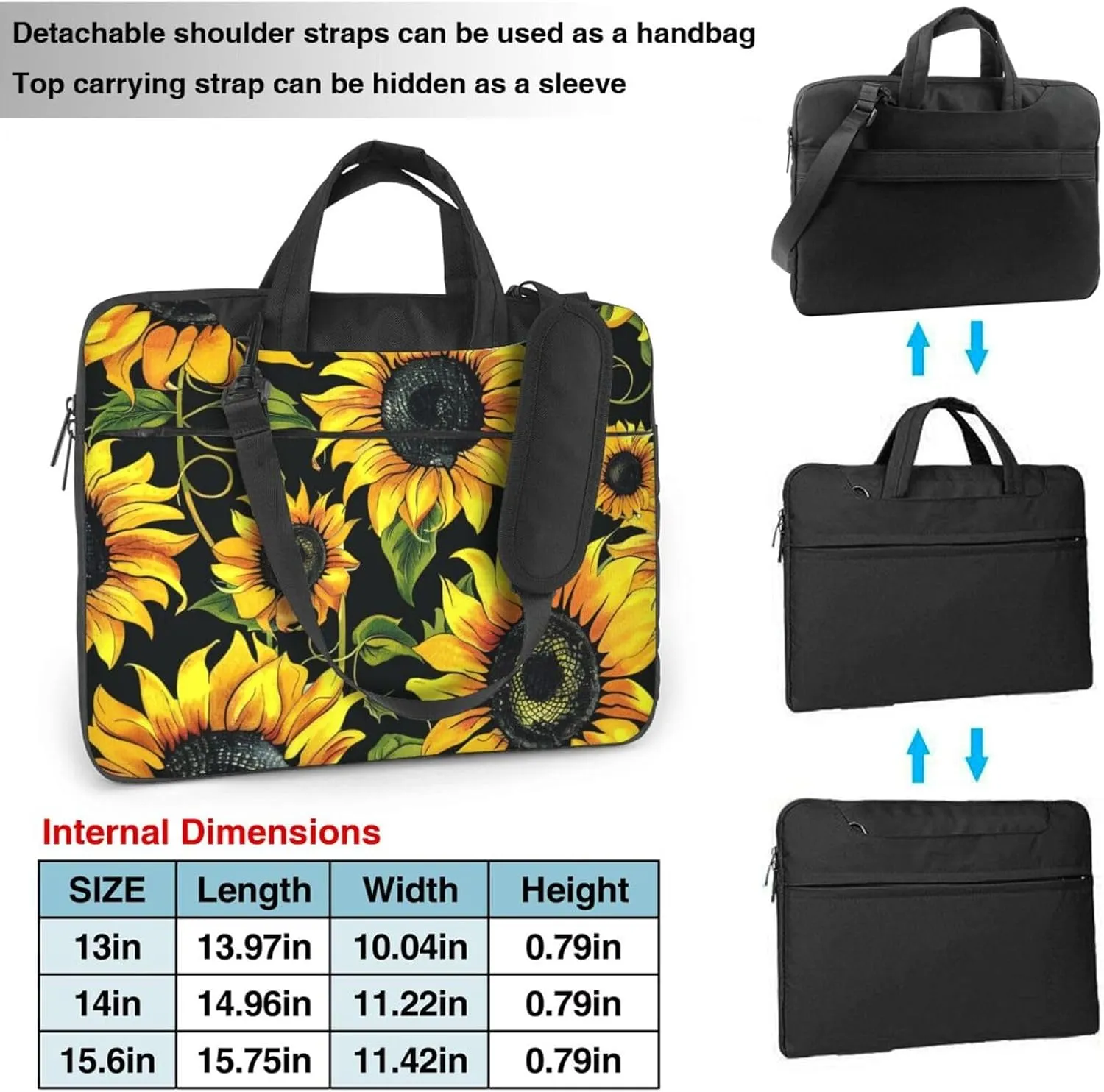 Stylish Sunflower Laptop Tote Bag Travel Business Computer Bag Work Bag for Men Women