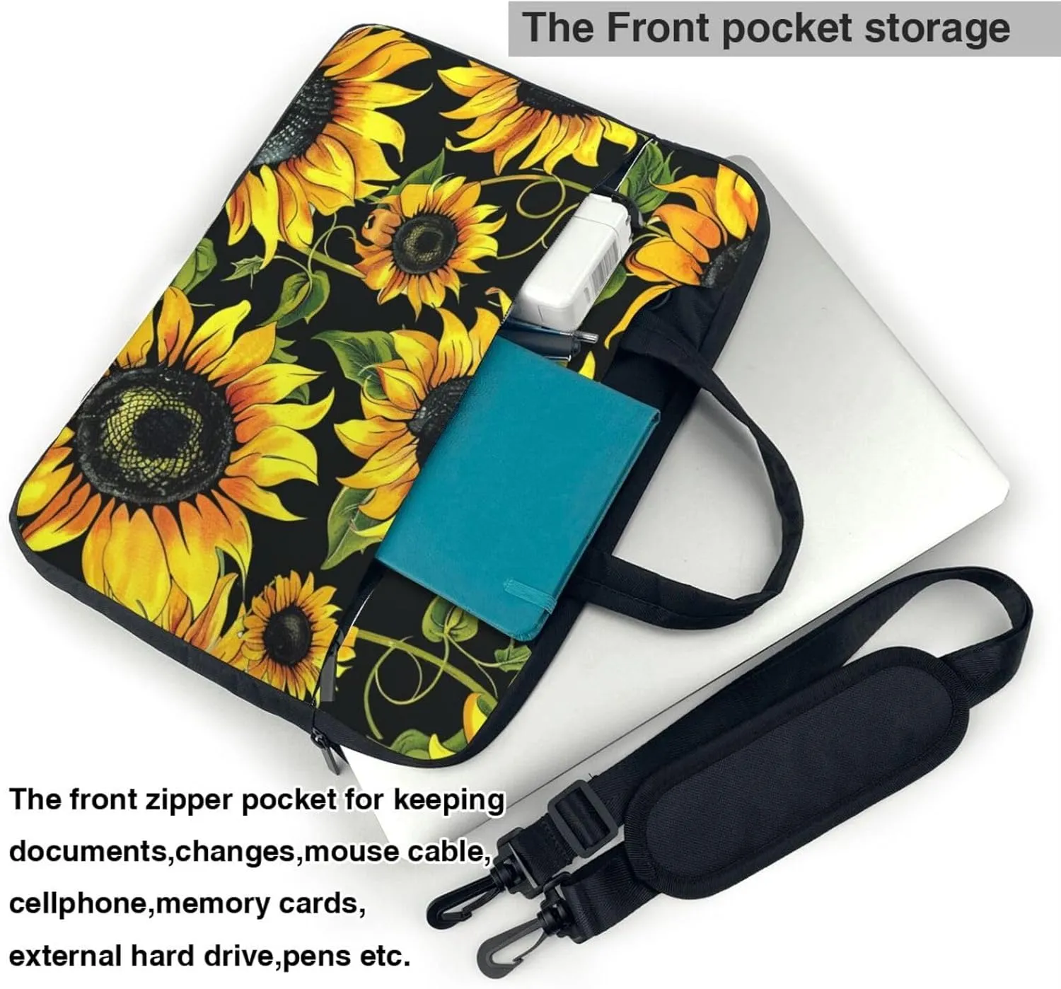 Stylish Sunflower Laptop Tote Bag Travel Business Computer Bag Work Bag for Men Women