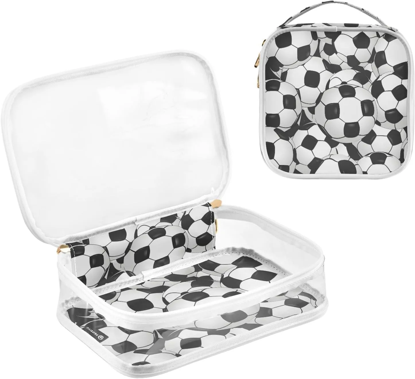 SUABO Football Toiletry Bag, 2 Pack Clear Makeup Bags with Handle Large Opening, Clear Toiletry Bags Fit Carry-on Travel Essential