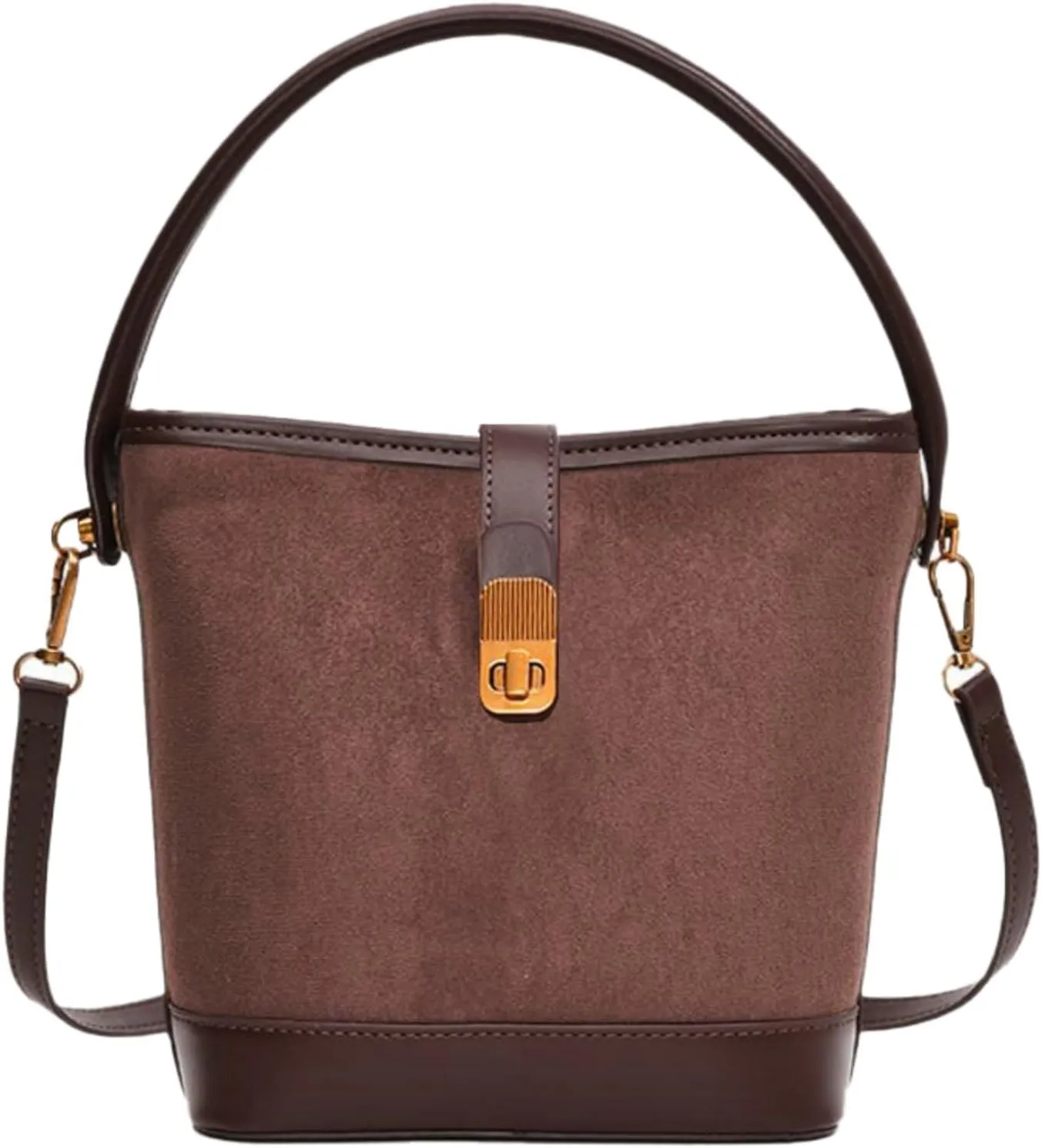 Suede Buckle Bags for Women 2025 Vintage Small Bucket Bag Fashion Versatile Shoulder Bag Suede Crossbody Purse