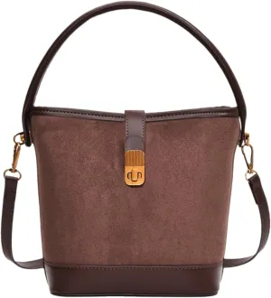 Suede Buckle Bags for Women 2025 Vintage Small Bucket Bag Fashion Versatile Shoulder Bag Suede Crossbody Purse