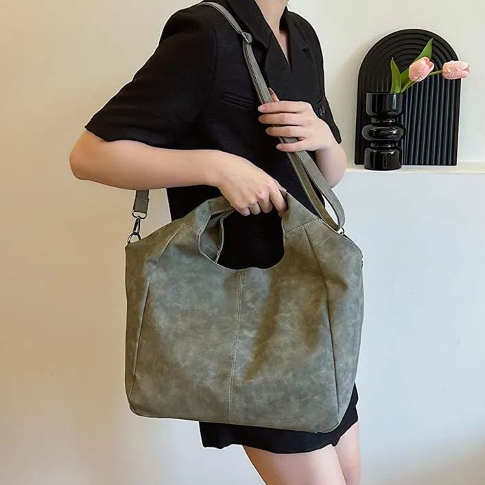 Suede Tote Bag for Women Matte Leather Shoulder Bags Designer Crossbody Hobo Bag Purse Top Handle Satchel Handbags