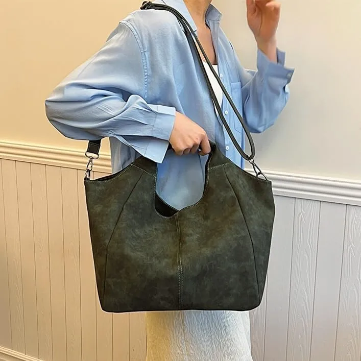 Suede Tote Bag for Women Matte Leather Shoulder Bags Designer Crossbody Hobo Bag Purse Top Handle Satchel Handbags