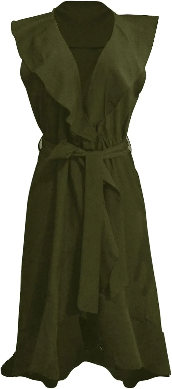 Summer Dresses for Women 2024,Casual Wrap Deep V Neck Midi Dress Boho Short Sleeve Ruffle Hem Beach Split Dresses