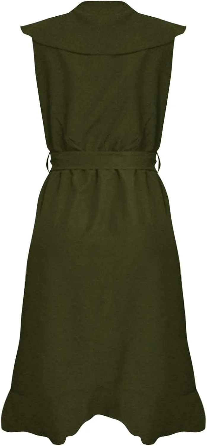 Summer Dresses for Women 2024,Casual Wrap Deep V Neck Midi Dress Boho Short Sleeve Ruffle Hem Beach Split Dresses