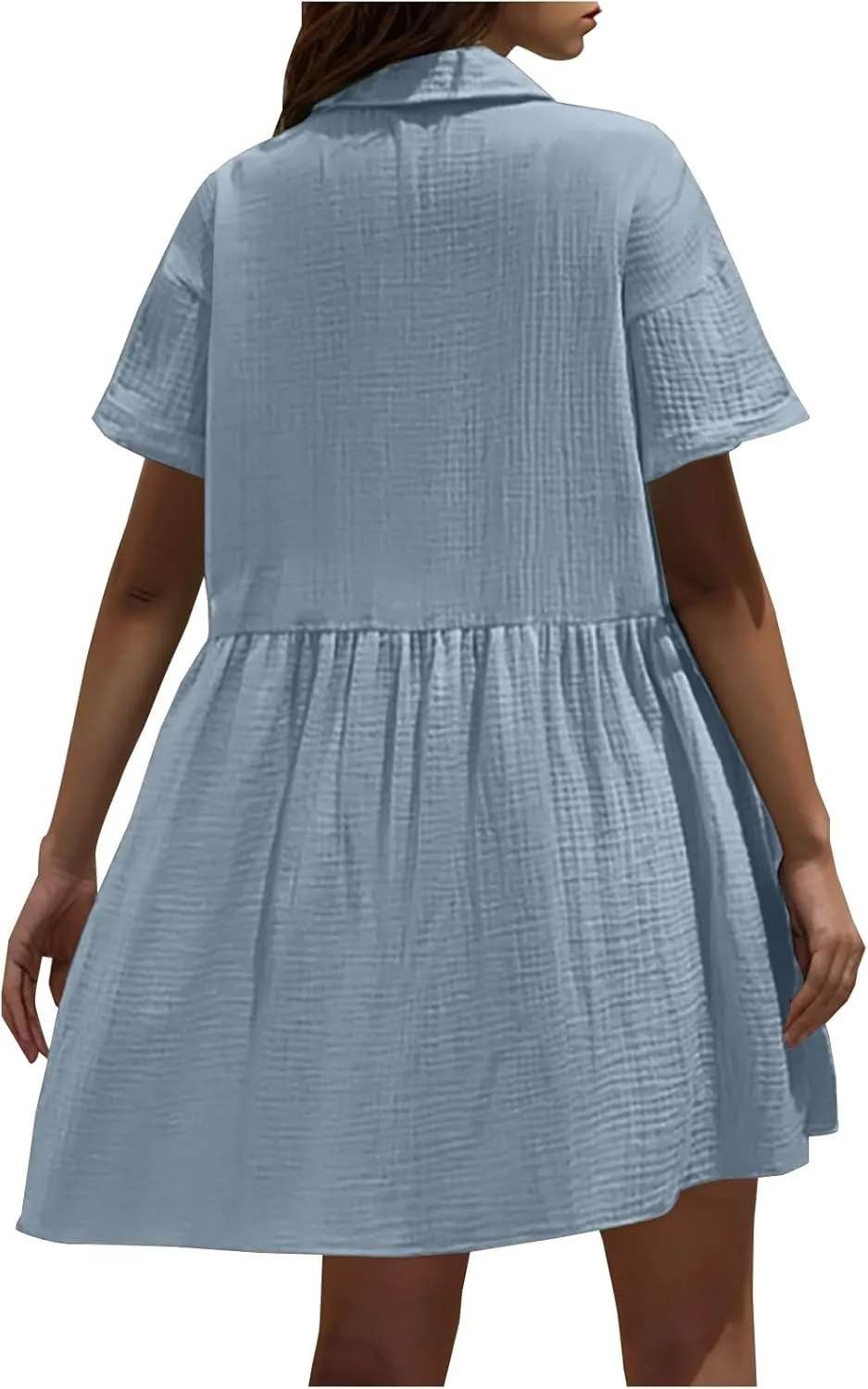 Summer Dresses for Women 2025 Trendy Linen Cotton Short Sleeve Sundressses Button Down Wedding Guest Mini Outfits