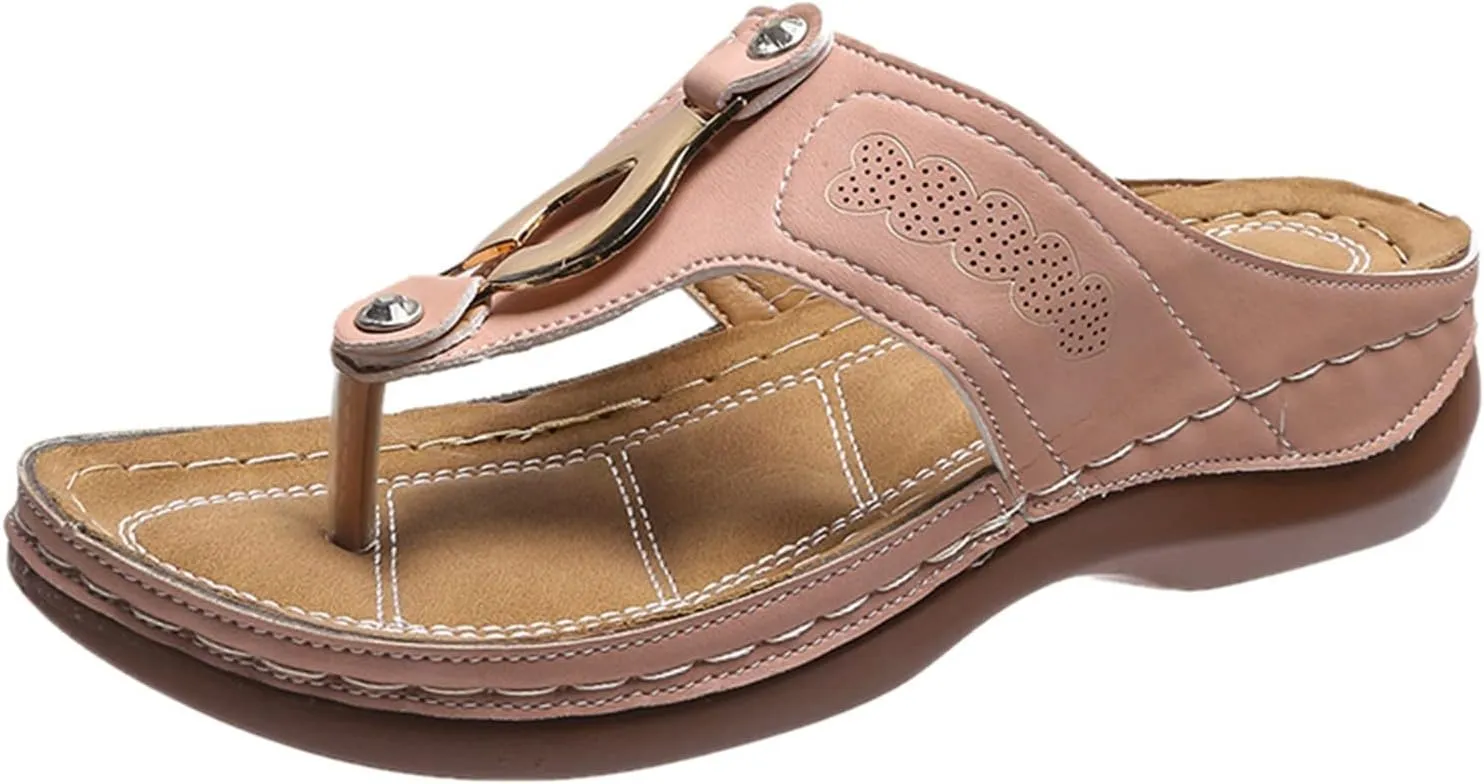 Summer Flats Sandals for Women Orthopedic with Arch Support Shoes Casual Lightweight Beach Sandals 2025