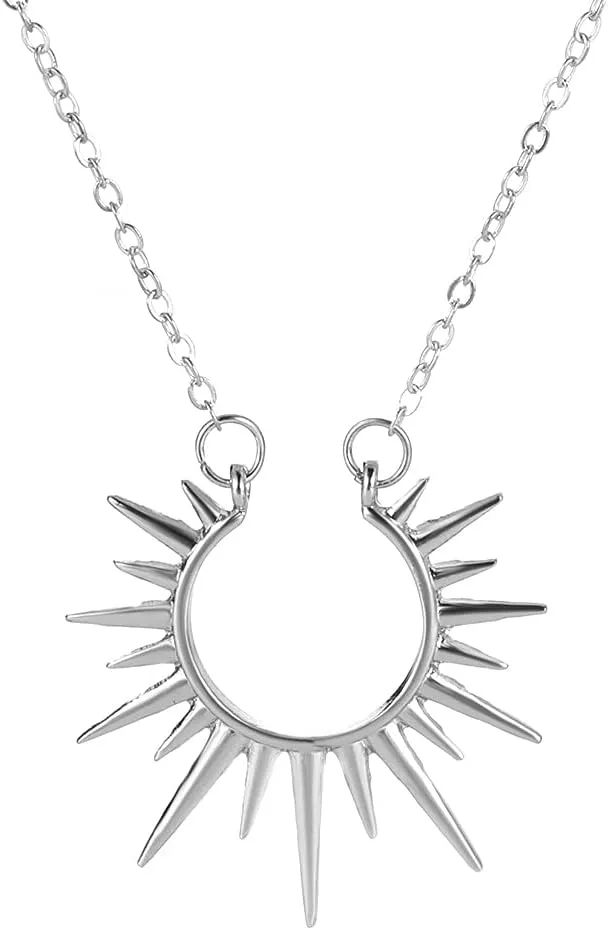 Sunburst Sunshine Pendant Necklace Sun Statement Fashion Necklace for Women Jewelry Gifts
