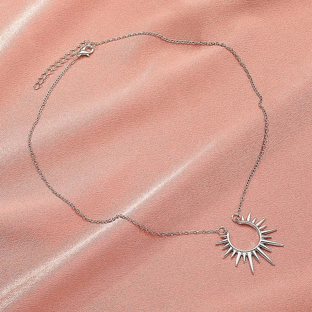 Sunburst Sunshine Pendant Necklace Sun Statement Fashion Necklace for Women Jewelry Gifts
