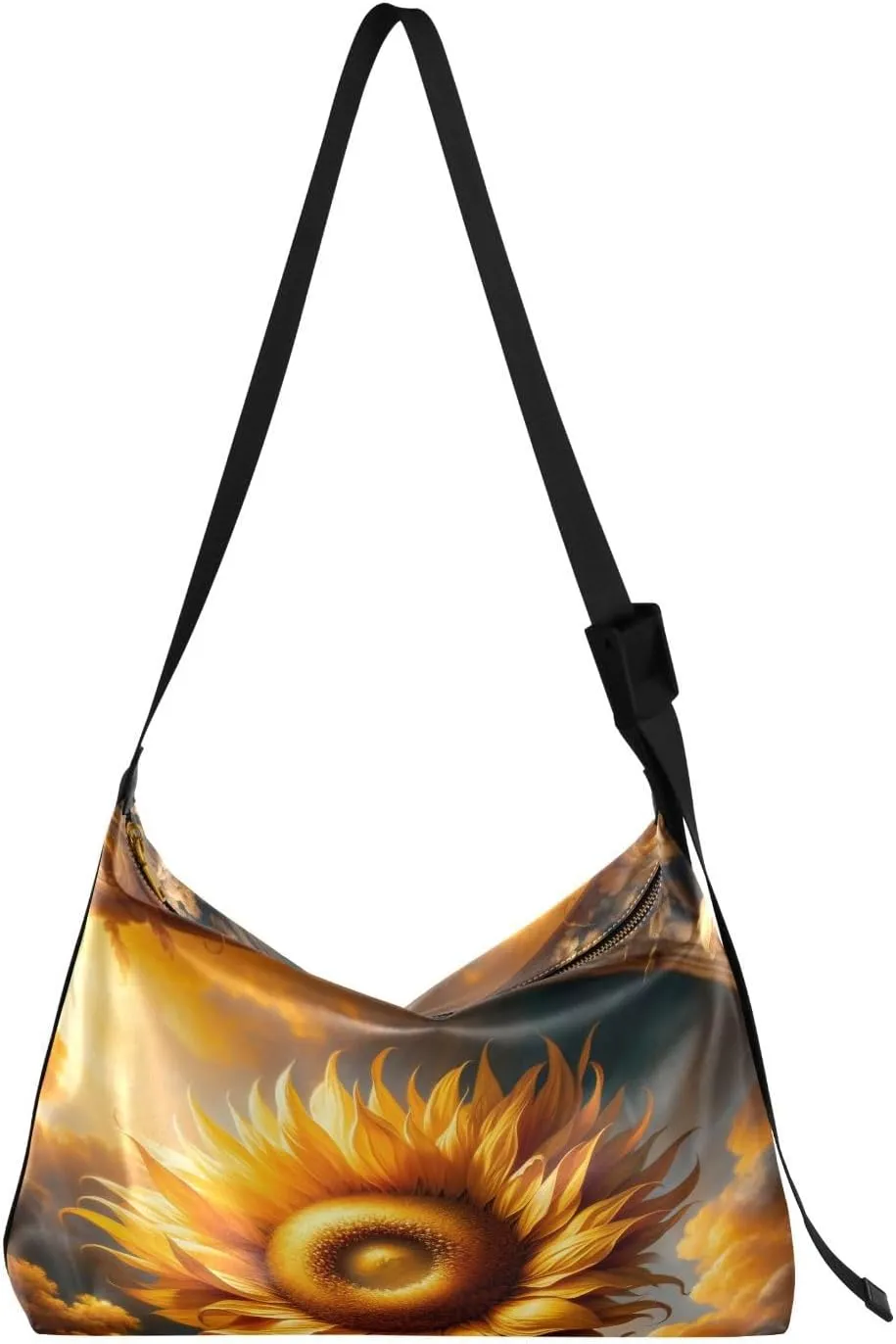 Sunflower Hobo Crossbody Bags for Women Leather Large Shoulder Bag Cross Body Fantasy Trendy Womens Tote Bags Handbag for Travel Shopping