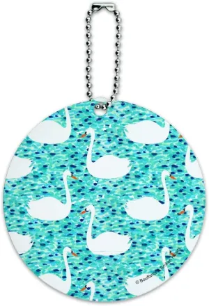 Swan Lake Pattern Round Luggage ID Tag Card Suitcase Carry-On