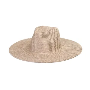 TAN STRAW WIDE FEDORA