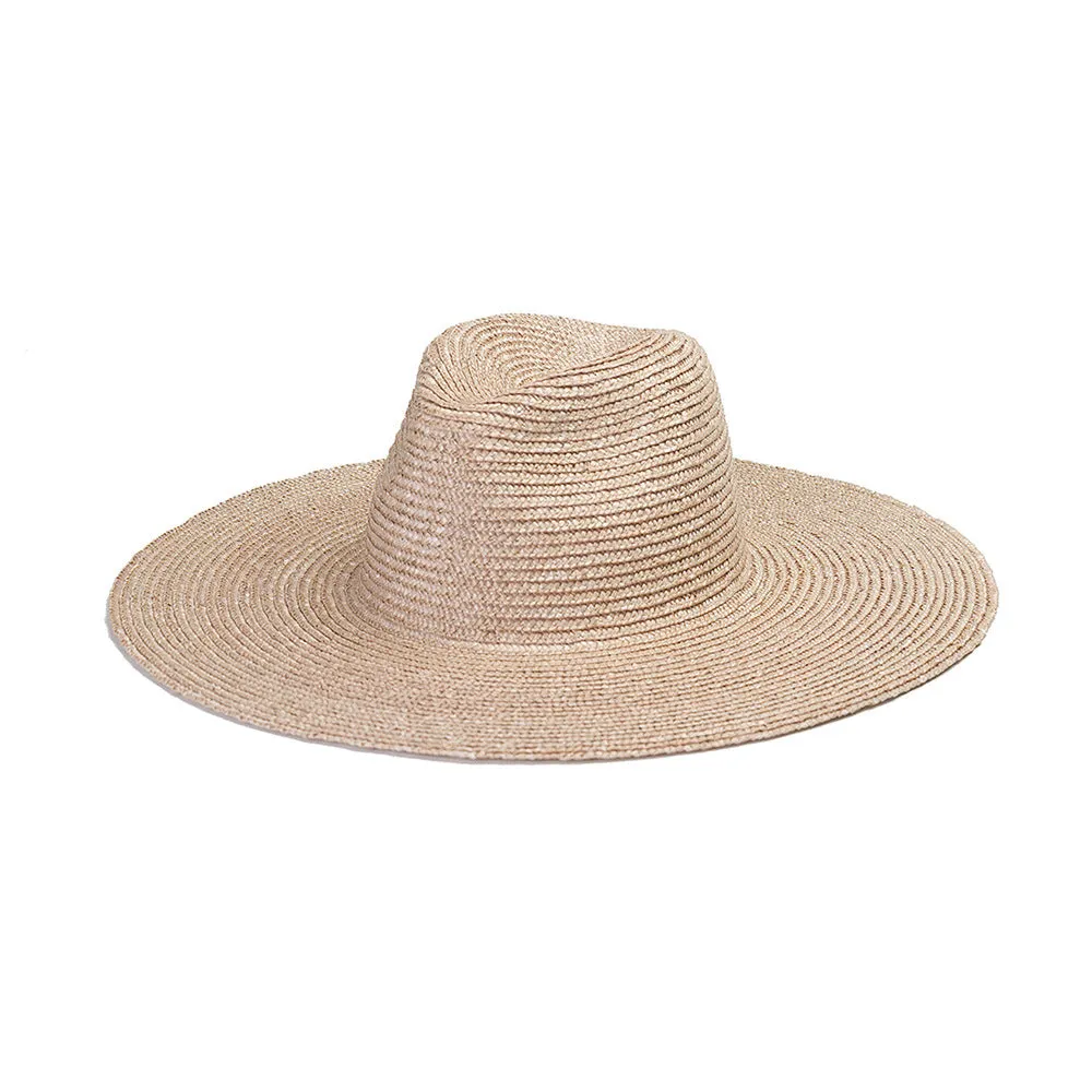 TAN STRAW WIDE FEDORA