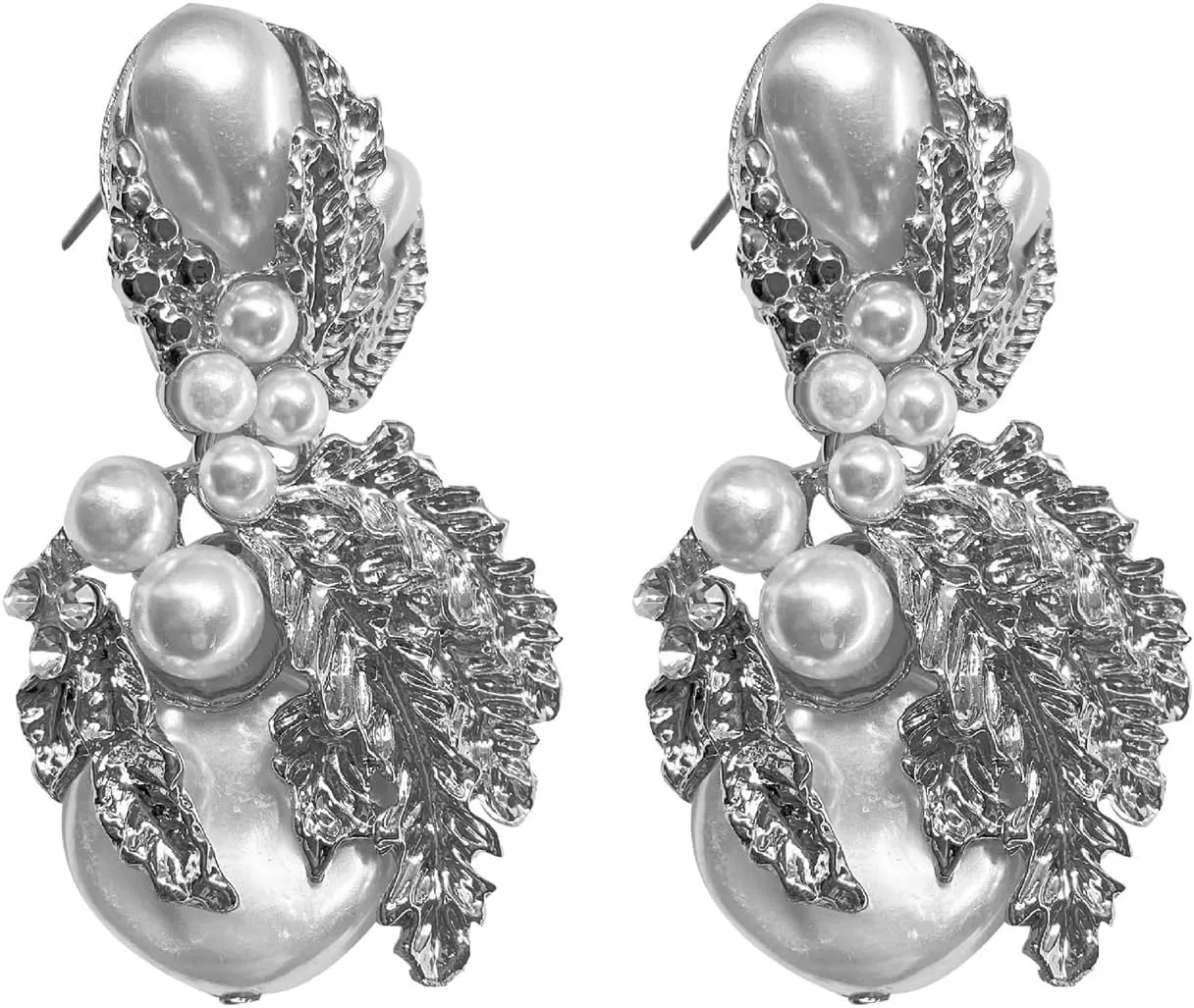 Thick Pearl Earrings Statement leaf Earrings Stud Earrings 11071015