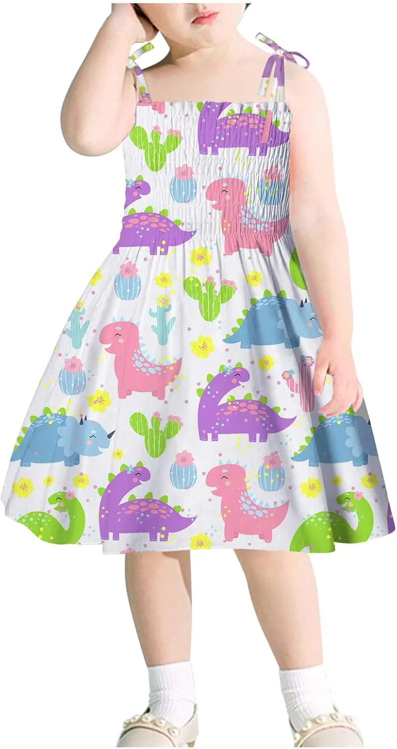 Toddler Girl Sleeveless Kids Beach Dresses Sunflower Slip Dress Floral Beach Dress Clothes