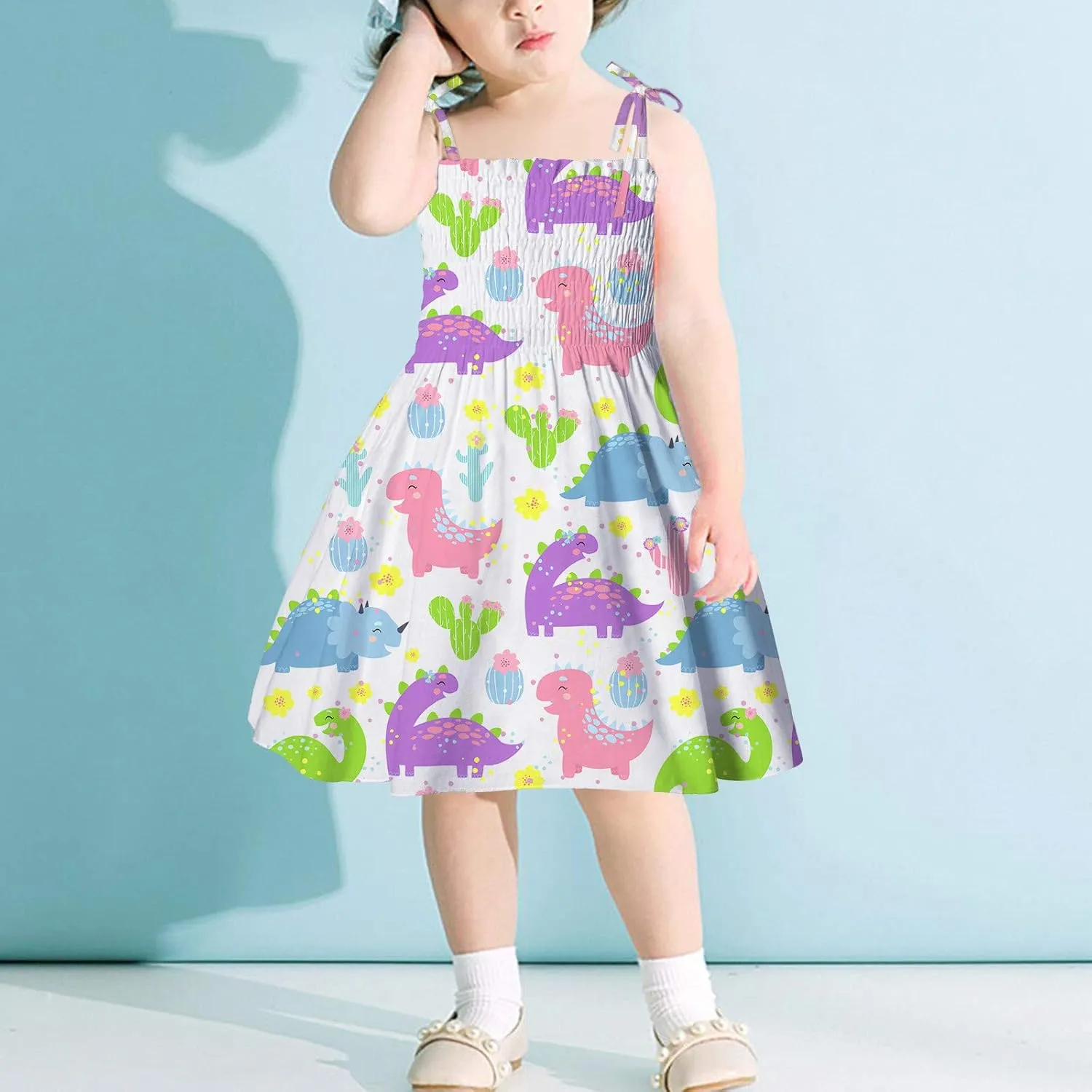 Toddler Girl Sleeveless Kids Beach Dresses Sunflower Slip Dress Floral Beach Dress Clothes