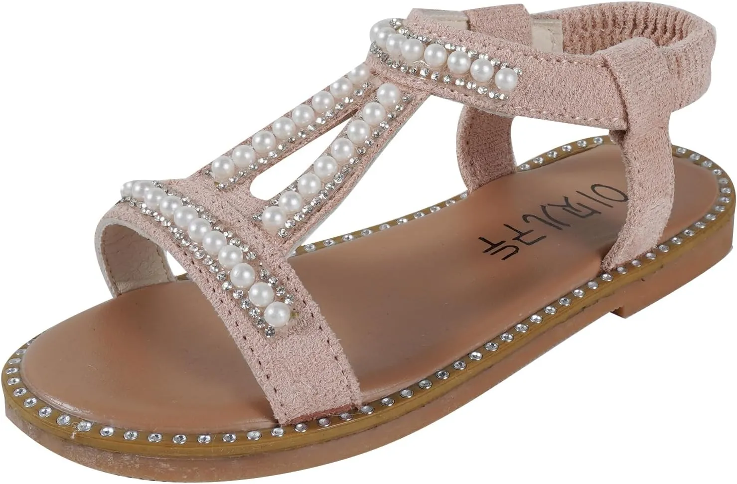 Toddler Girls Rhinestone Open Toe Beach Sandal Summer Fashion Beaded Princess Flats Shoes