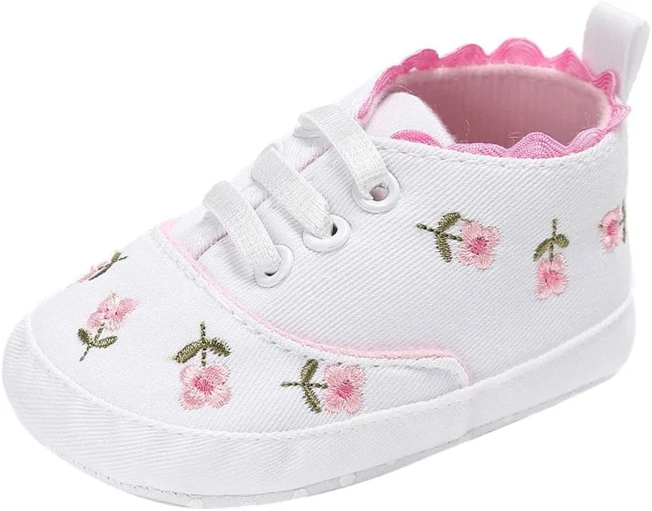 Toddler Shoes Canvas - Infant Boys Girls Floral Crib Shoes Soft Sole Anti-Slip Sneakers 0-18 Months