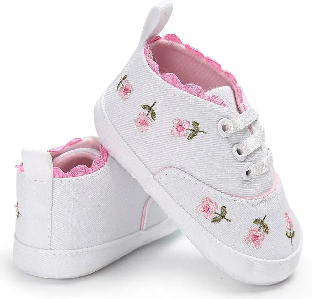 Toddler Shoes Canvas - Infant Boys Girls Floral Crib Shoes Soft Sole Anti-Slip Sneakers 0-18 Months