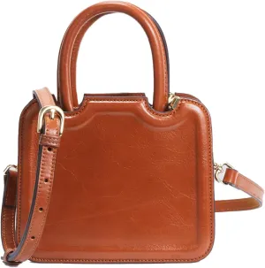 Top Handle Satchel Purse for Women: Small Genuine Leather Crossbody Bag - Designer Shoulder Handbag for Travel Dating