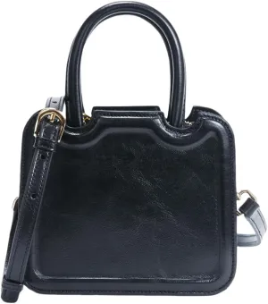 Top Handle Satchel Purse for Women: Small Genuine Leather Crossbody Bag - Designer Shoulder Handbag for Travel Dating
