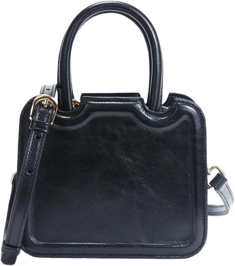 Top Handle Satchel Purse for Women: Small Genuine Leather Crossbody Bag - Designer Shoulder Handbag for Travel Dating
