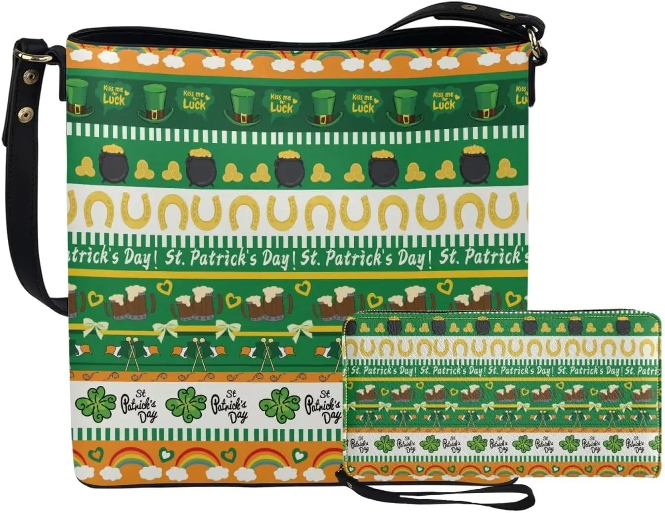 Tote Bags Set 2 Piece Saddle Bags Shoulder Purses for Women Large Capacity with Zipper Wallet Purse for Women